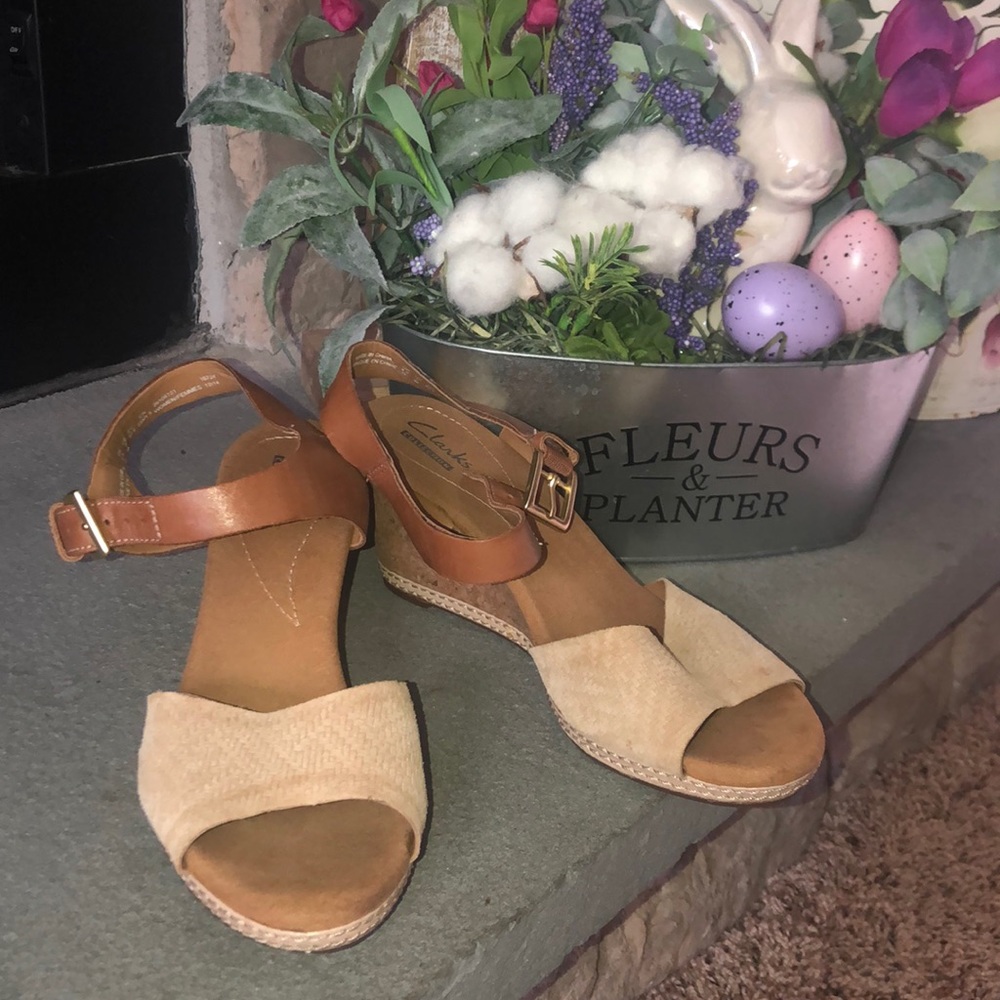 Clark’s cork wedge sandals